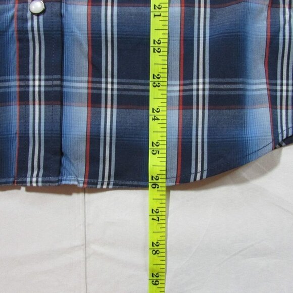 Panhandle Select Boy's Large (14) Long Sleeve Plaid Snap Shirt - Blue - Picture 4 of 4
